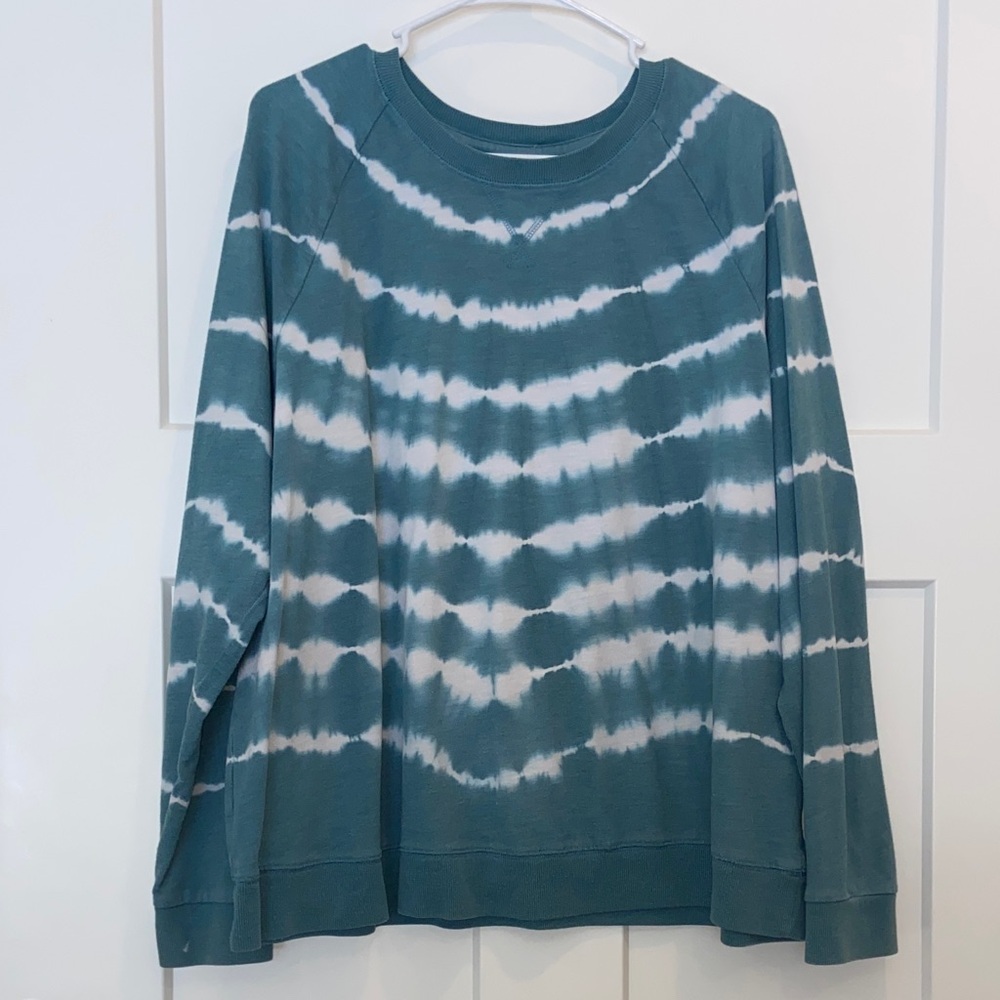 1X Sonoma Teal and White Tie-Dye Crewneck Sweatshirt